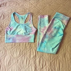Women's Tie-Dye Sports Bra and Leggings Set